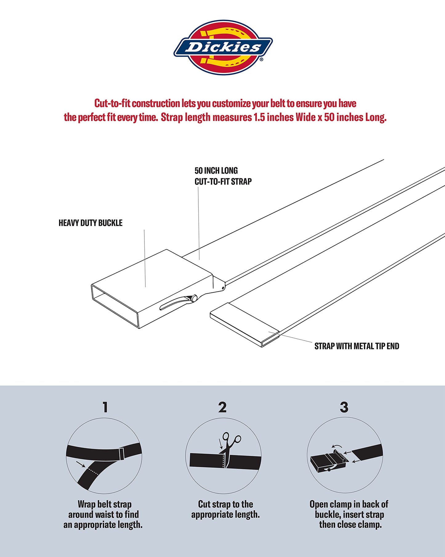 Dickies mens Fabric Web Belt - One Size Cut-to-fit