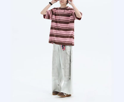 Men's Y2K Striped Baggy T-Shirt