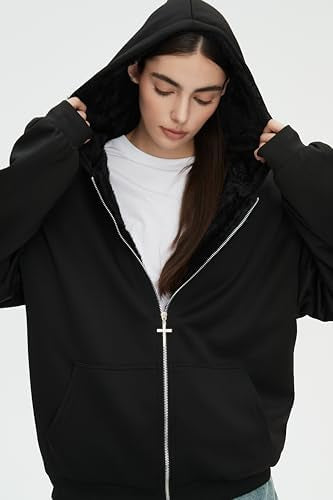 CUTEGAL Zip Up Hoodie Oversized Leopard Print Jacket Reversible Streetwear Fall Grunge Hoodies Streetwear