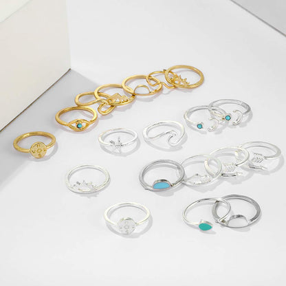 7-19pcs Silver Vintage Rings Set