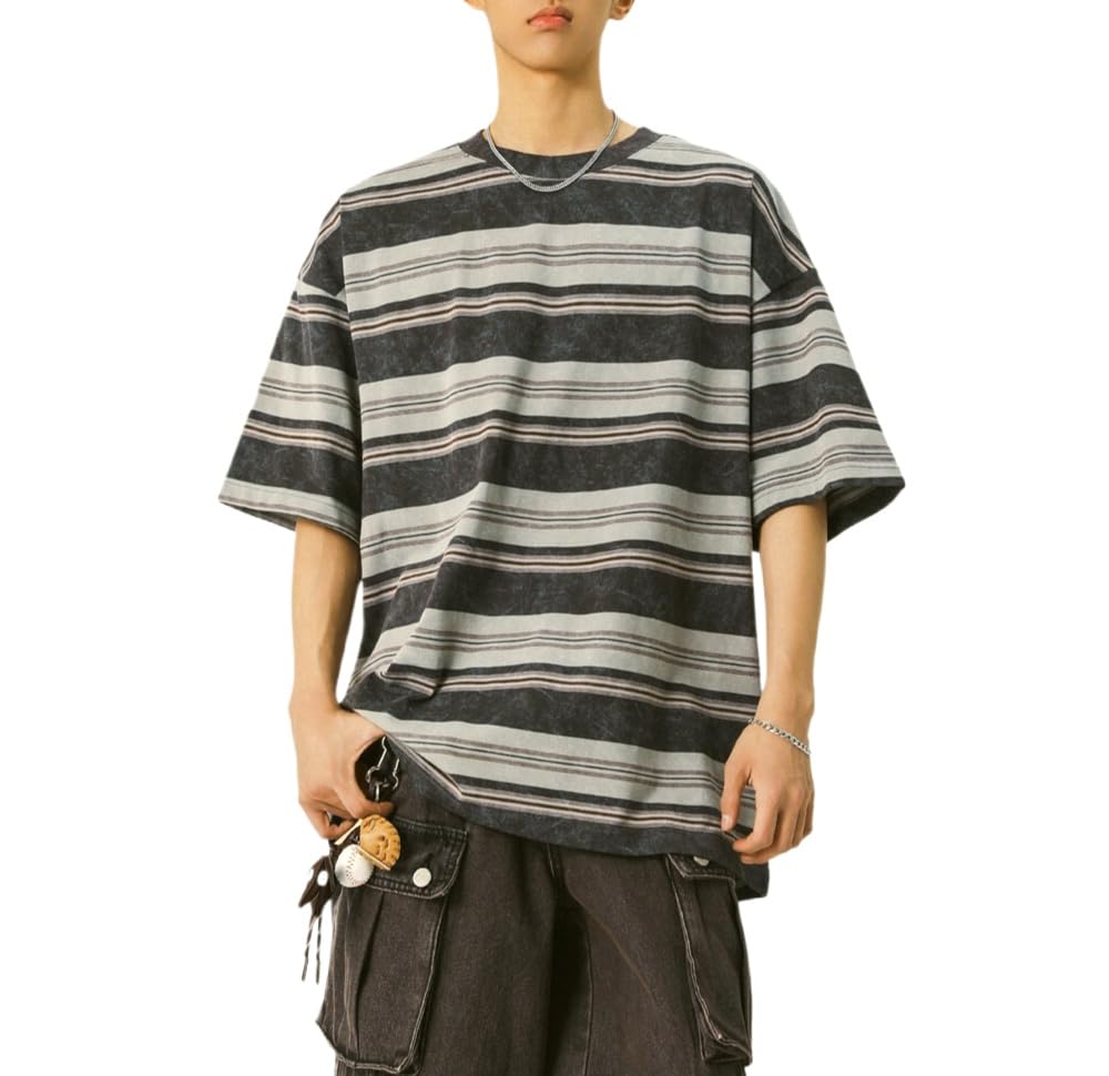Men's Y2K Striped Baggy T-Shirt