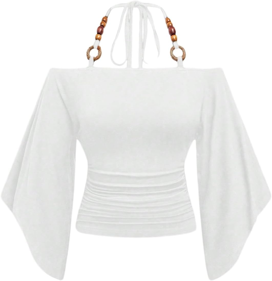 Women's Y2k Halter Tops Hippie Off The Shoulder