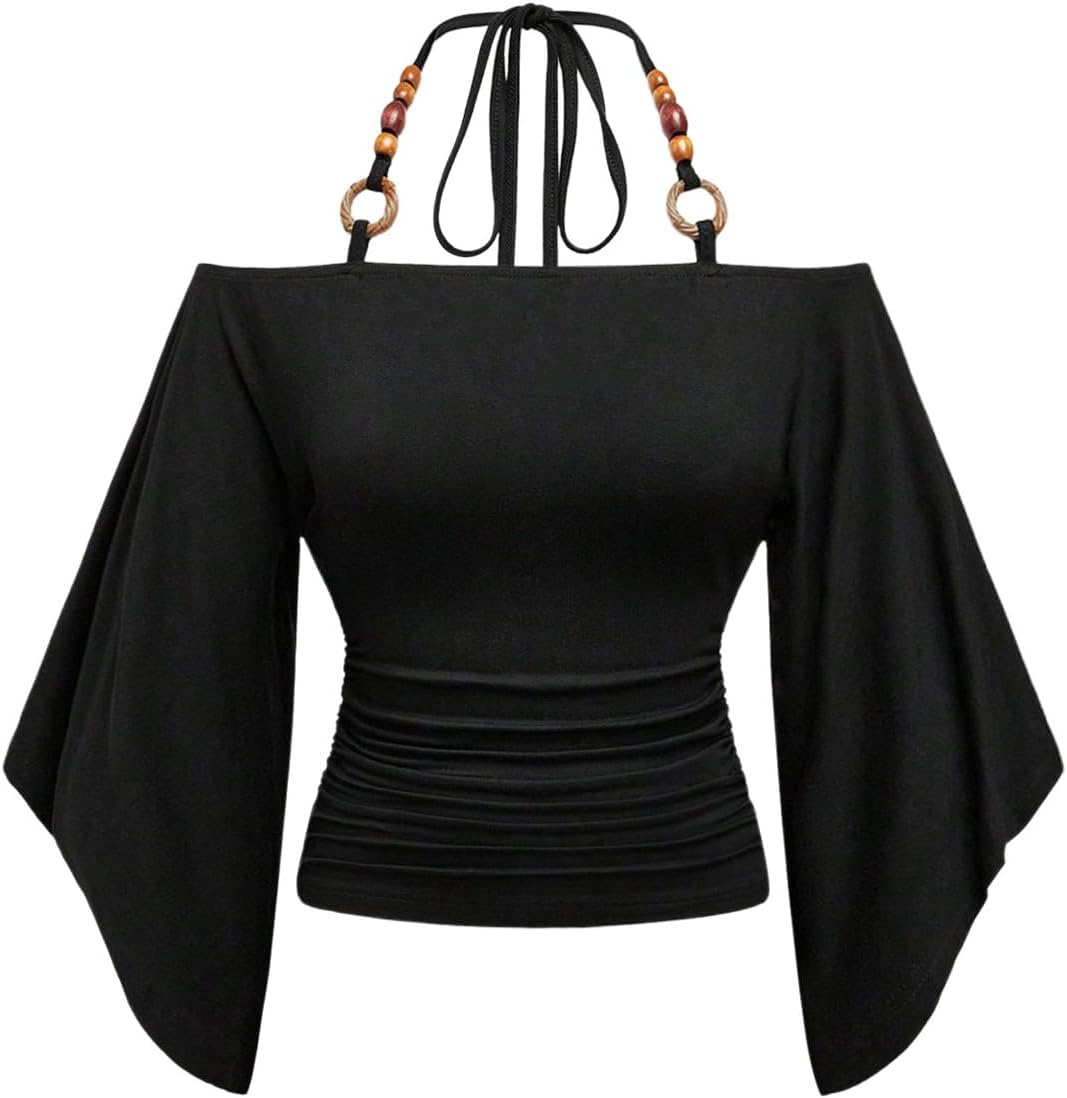 Women's Y2k Halter Tops Hippie Off The Shoulder