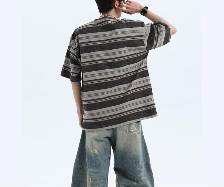 Men's Y2K Striped Baggy T-Shirt