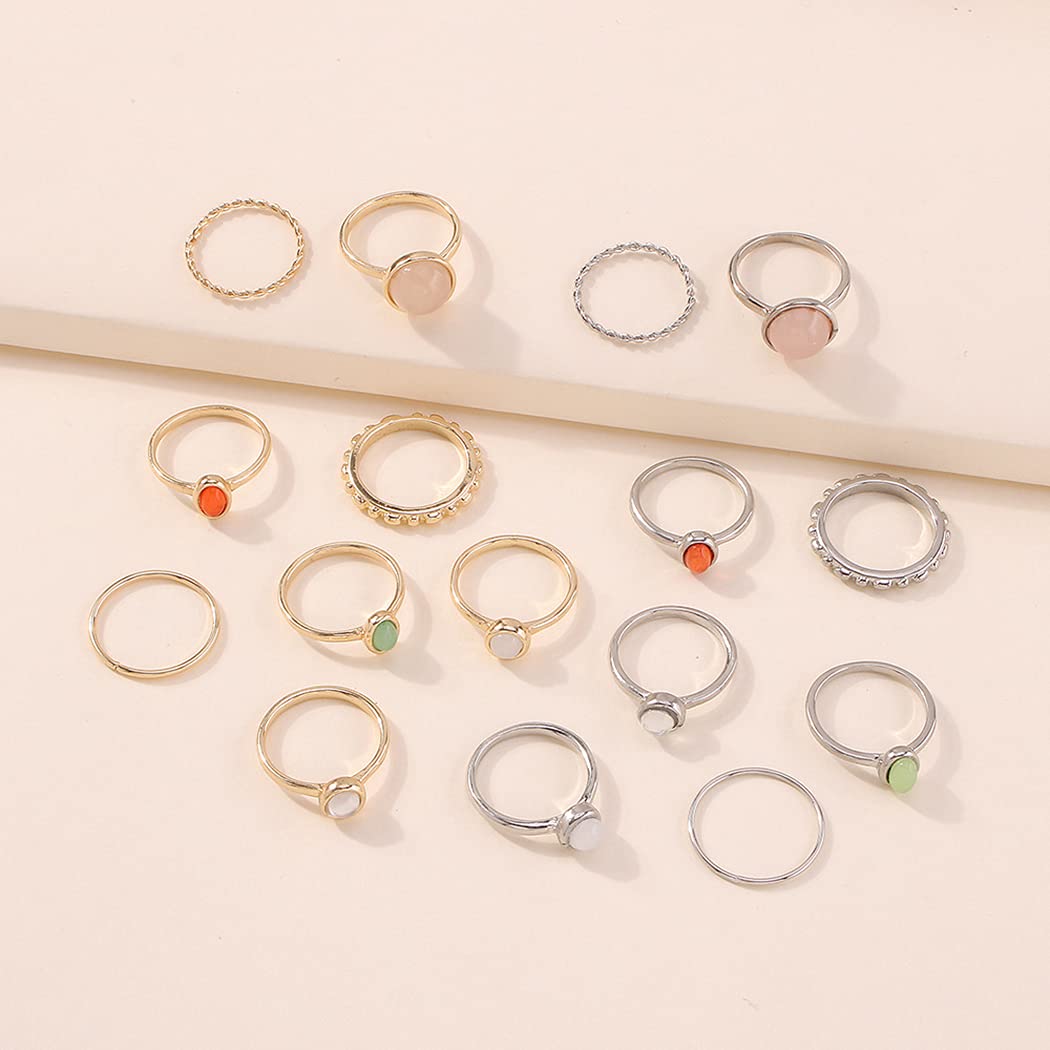 7-19pcs Silver Vintage Rings Set