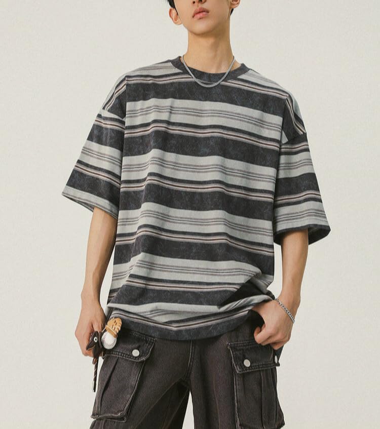 Men's Y2K Striped Baggy T-Shirt