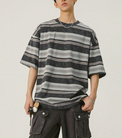 Men's Y2K Striped Baggy T-Shirt