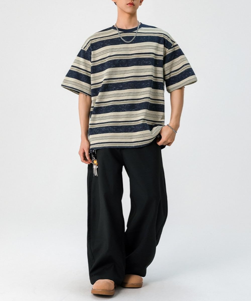 Men's Y2K Striped Baggy T-Shirt