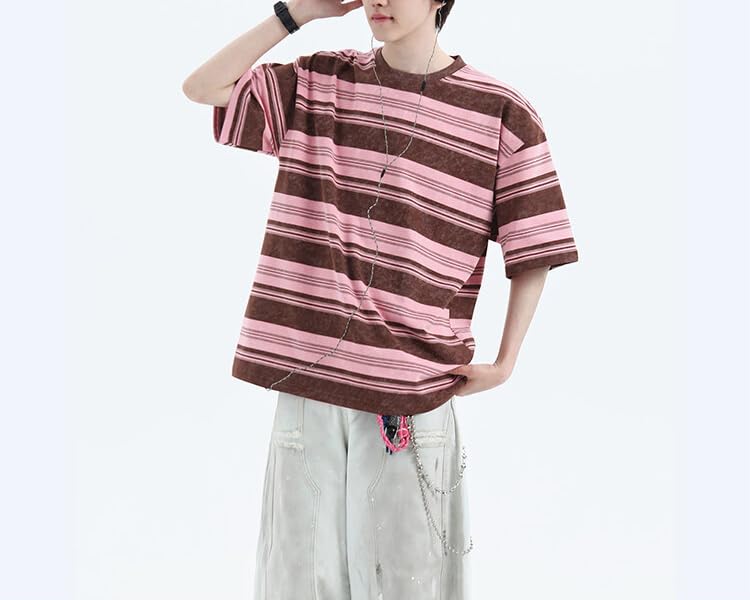 Men's Y2K Striped Baggy T-Shirt