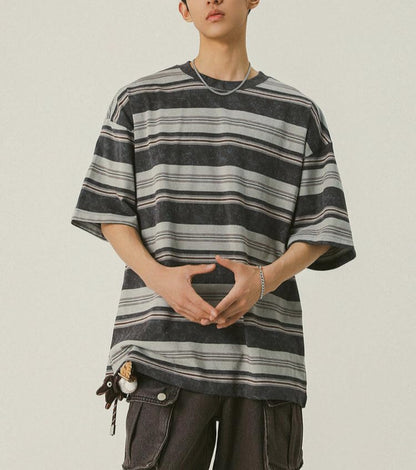 Men's Y2K Striped Baggy T-Shirt