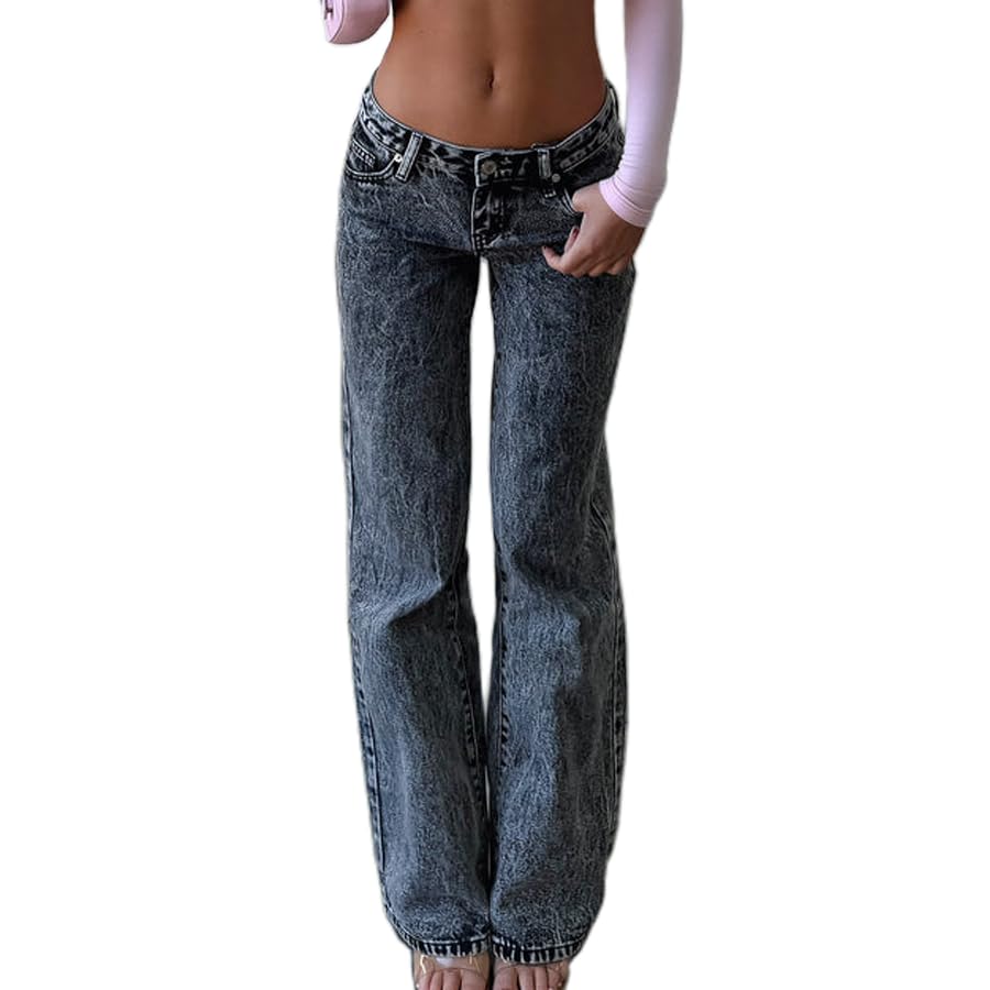 Women's Flare Bell Bottom Jeans Y2K Vintage Low Rise