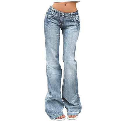 Women's Flare Bell Bottom Jeans Y2K Vintage Low Rise