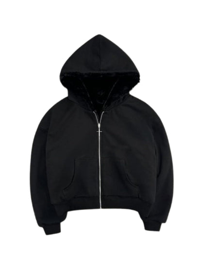 CUTEGAL Zip Up Hoodie Oversized Leopard Print Jacket Reversible Streetwear Fall Grunge Hoodies Streetwear