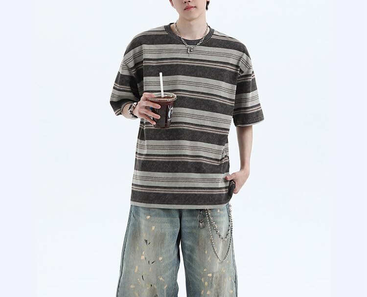 Men's Y2K Striped Baggy T-Shirt