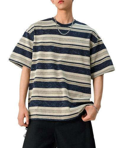 Men's Y2K Striped Baggy T-Shirt