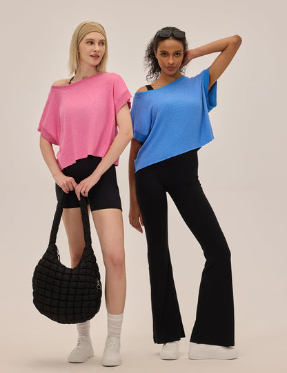 Open Back Workout Tops for Women Loose Fit