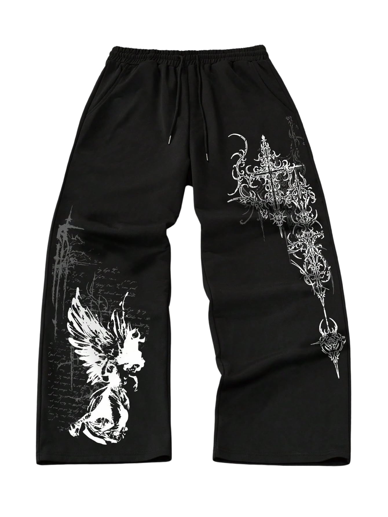 Men's Graphic Cross Print Flare Sweatpants Y2k Casual Pants