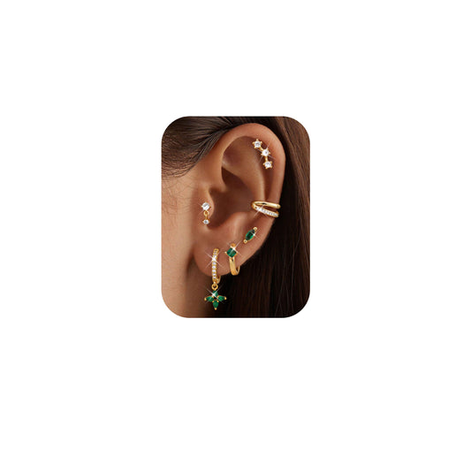6 Pairs Silver Earrings Stacks for Women