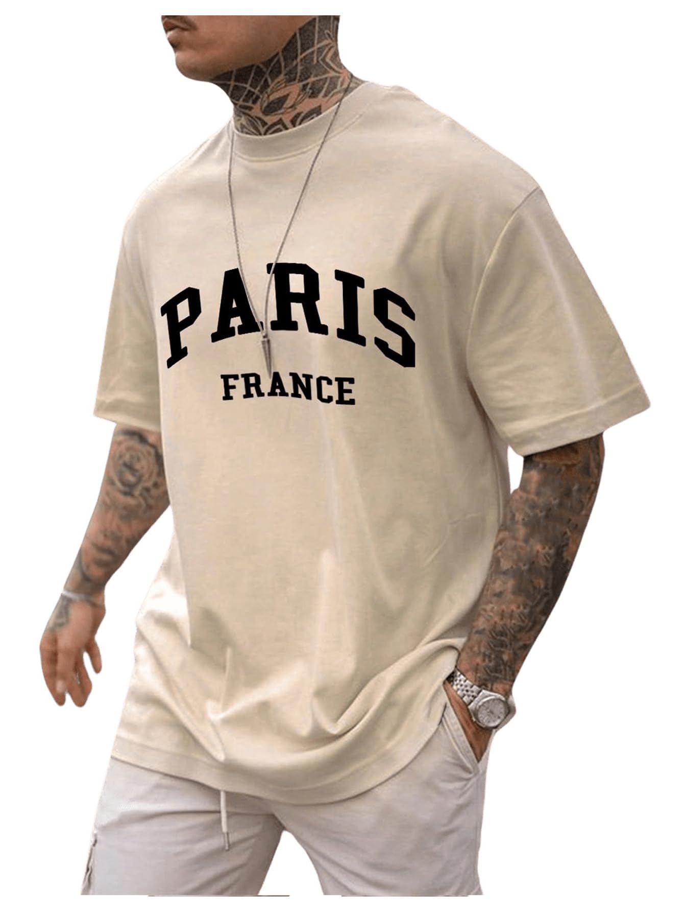 SOLY HUX Men's Letter Print Graphic T Shirt Short Sleeve Round Neck Summer Tee Tops