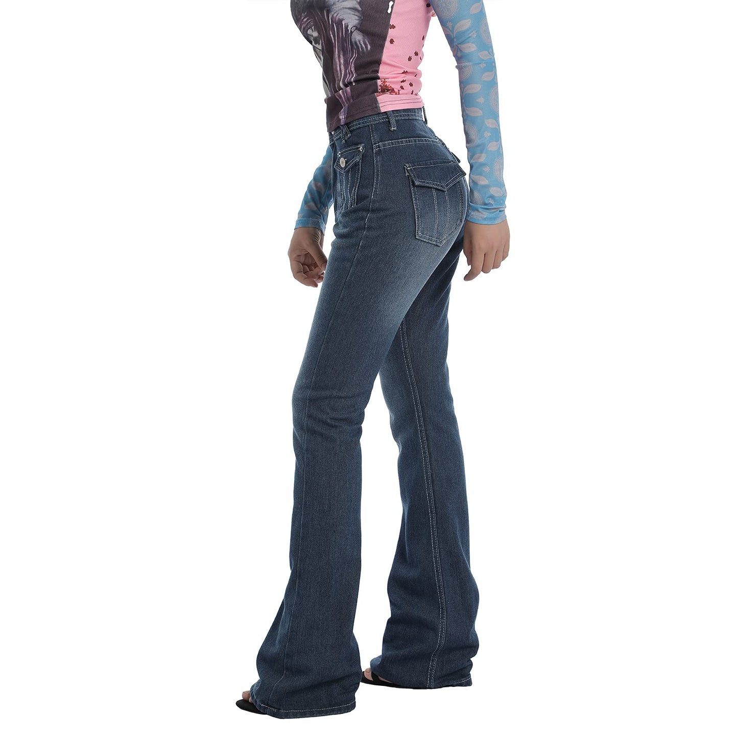 Women's Flare Bell Bottom Jeans Y2K Vintage Low Rise