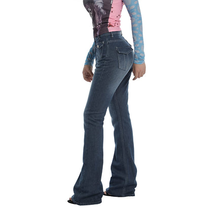 Women's Flare Bell Bottom Jeans Y2K Vintage Low Rise