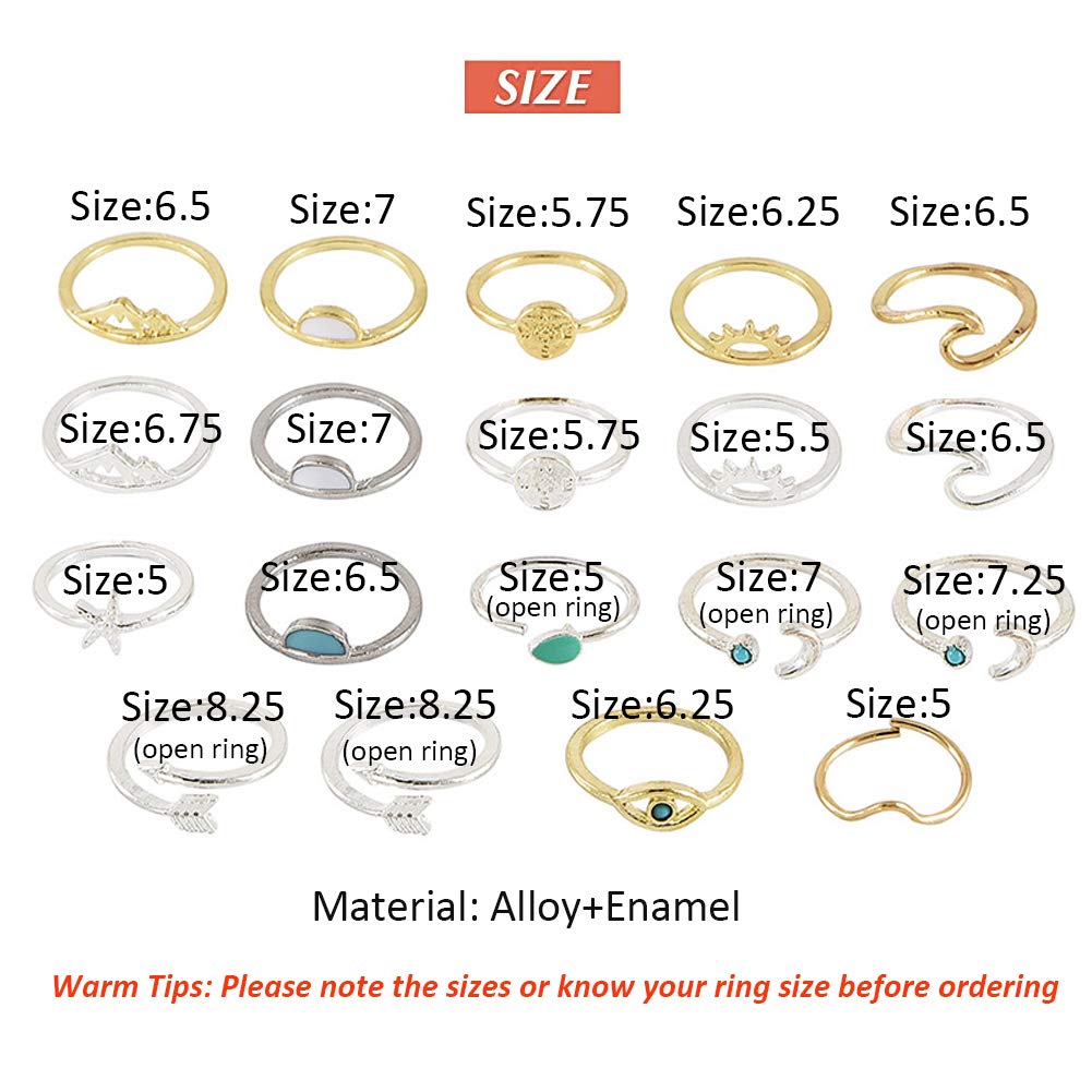7-19pcs Silver Vintage Rings Set