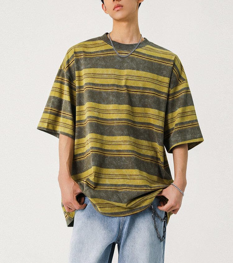 Men's Y2K Striped Baggy T-Shirt