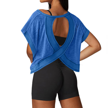 Open Back Workout Tops for Women Loose Fit