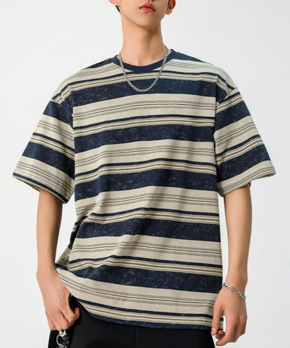 Men's Y2K Striped Baggy T-Shirt