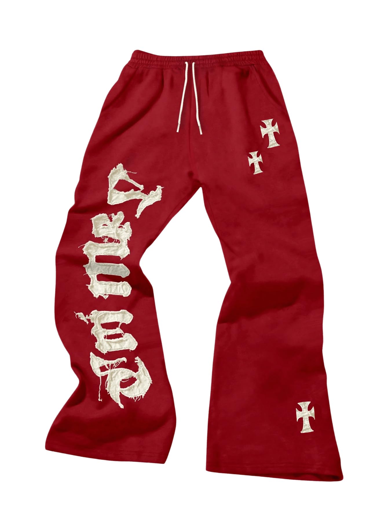 Men's Graphic Cross Print Flare Sweatpants Y2k Casual Pants