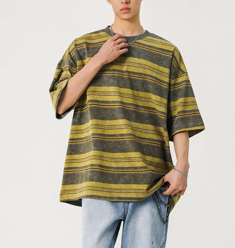 Men's Y2K Striped Baggy T-Shirt