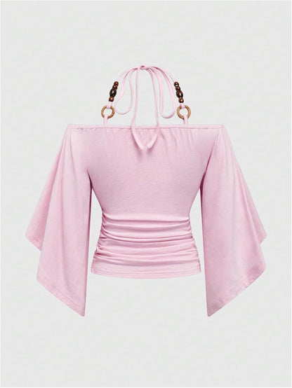 Women's Y2k Halter Tops Hippie Off The Shoulder