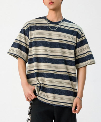 Men's Y2K Striped Baggy T-Shirt