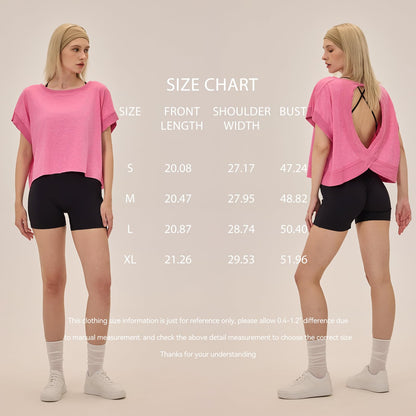 Open Back Workout Tops for Women Loose Fit