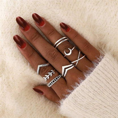 7-19pcs Silver Vintage Rings Set
