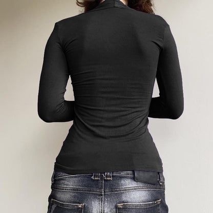 Y2k V Neck Floral Tops Women Fairy Grunge Vintage Long Sleeve Top 2000s Emo Graphic Cute Teen Girls Clothe