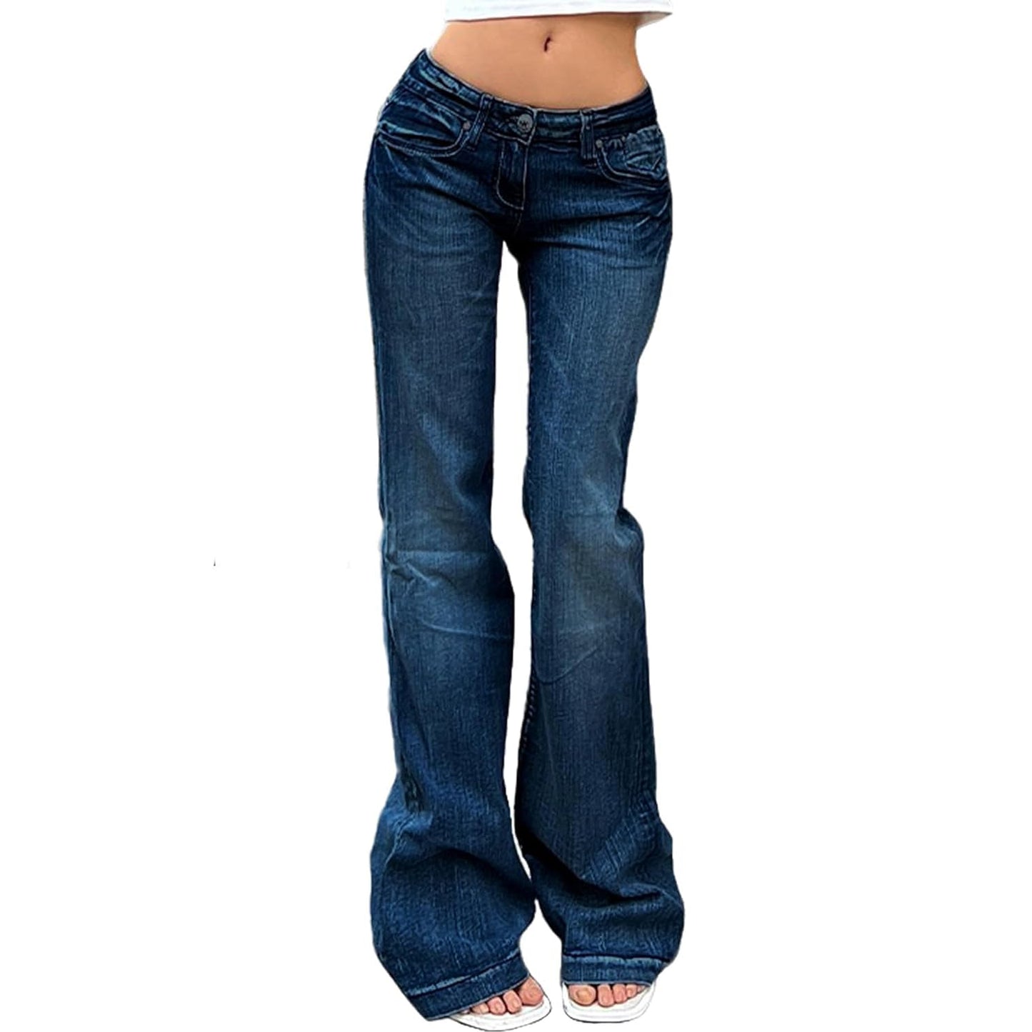 Women's Flare Bell Bottom Jeans Y2K Vintage Low Rise