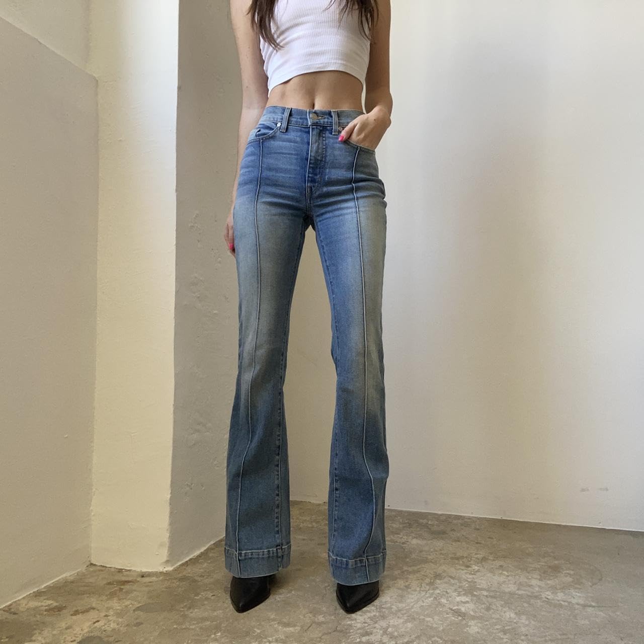 Women's Flare Bell Bottom Jeans Y2K Vintage Low Rise