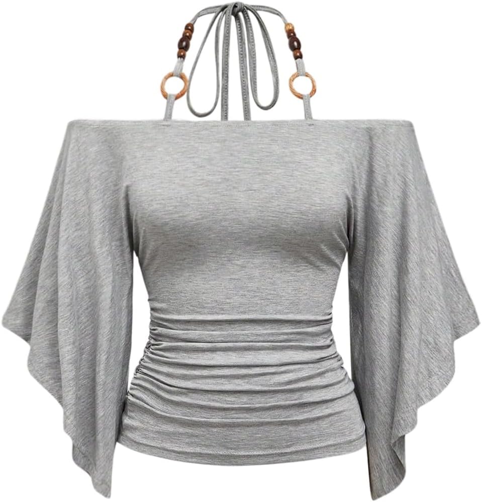 Women's Y2k Halter Tops Hippie Off The Shoulder