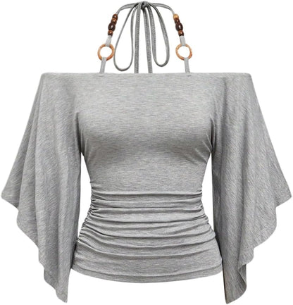 Women's Y2k Halter Tops Hippie Off The Shoulder