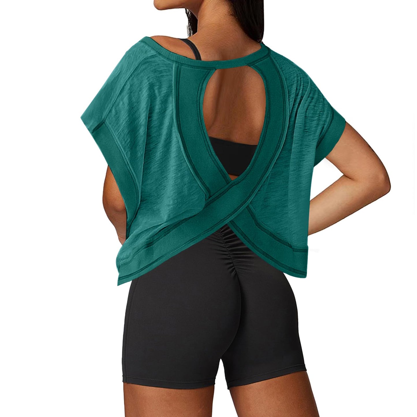 Open Back Workout Tops for Women Loose Fit