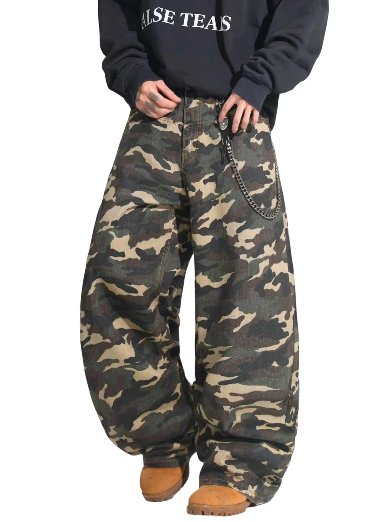 Mens Streetwear Hip Hop Baggy Wide Leg jeans