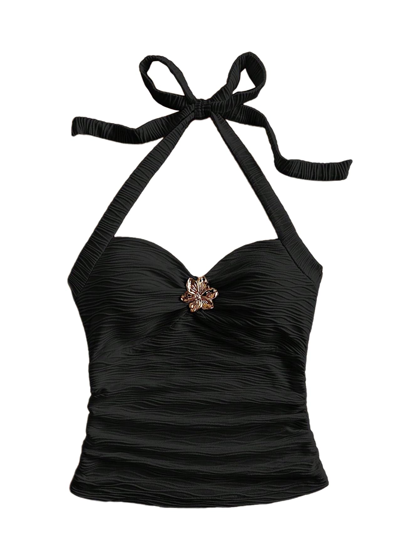 Women's V Neck Halter Tops Open Back