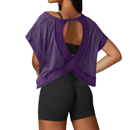 Open Back Workout Tops for Women Loose Fit