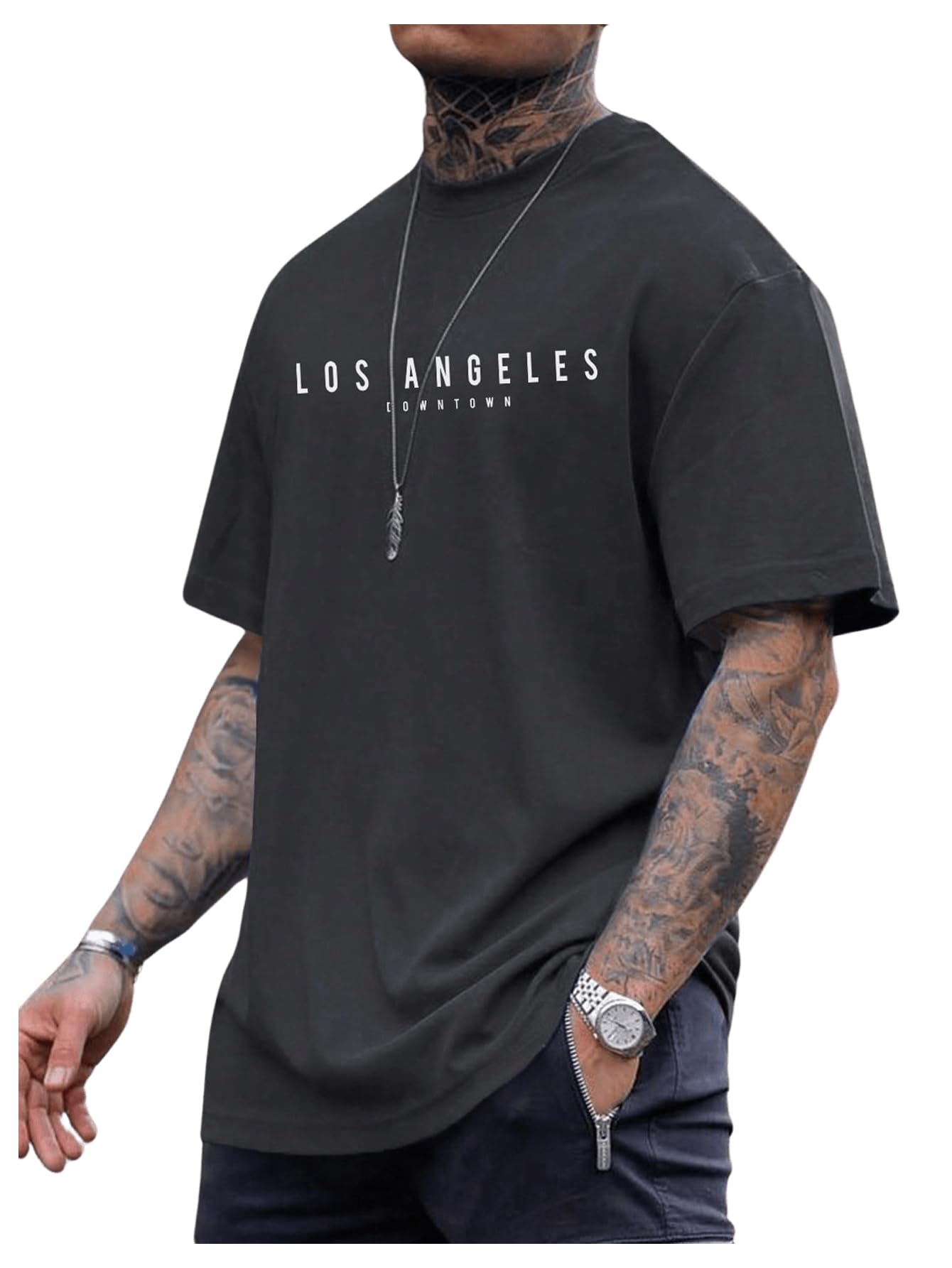 SOLY HUX Men's Letter Print Graphic T Shirt Short Sleeve Round Neck Summer Tee Tops