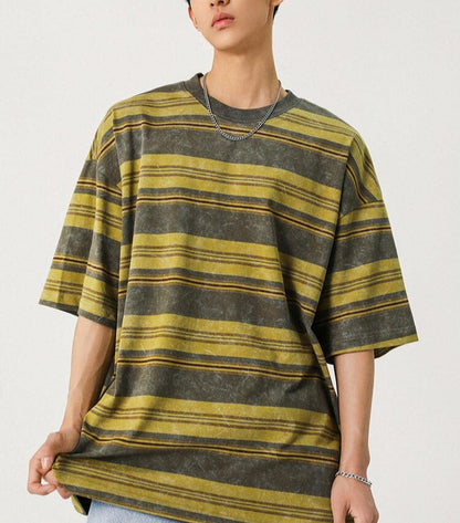 Men's Y2K Striped Baggy T-Shirt
