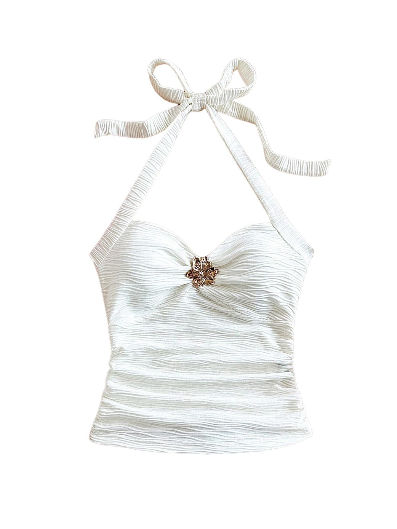 Women's V Neck Halter Tops Open Back