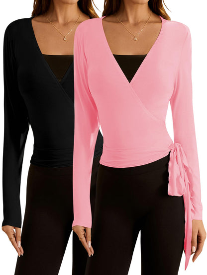 Women's Pilates Outfits Wrapped shirt