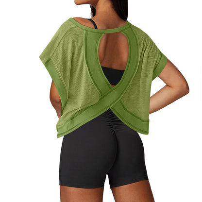 Open Back Workout Tops for Women Loose Fit