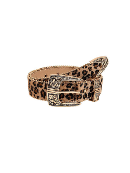 Leopard Print Belts for Women Faux Leather Y2K Belts